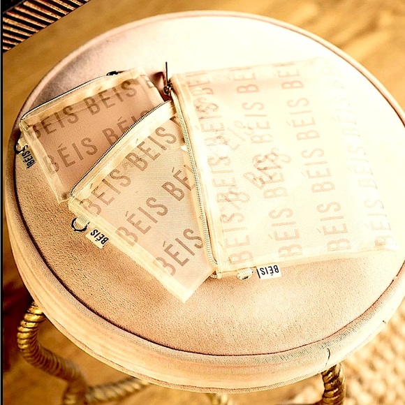 BEIS Bags Sold Out 3 New Beis The Mesh Pouch Trio Beige Poshmark